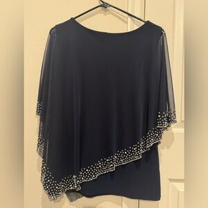 Stunning Beaded Chiffon Cape Blouse Top Size L Nordstrom